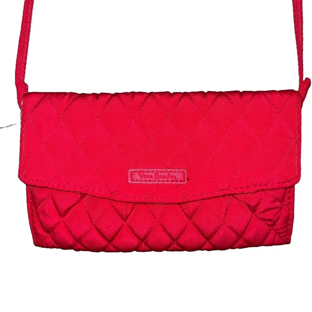 Vera Bradley Red Quilted ALL-IN-ONE Crossbody Wallet Small Purse
